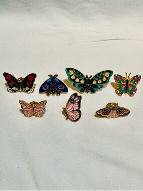 7pc Butterfly & Moth Enamel Pin Bundle Colorful Aesthetic Lot